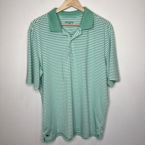 UNTUCKit Polo Shirt Men L Green Stripe Casual Short Sleeve Golf Performance Work